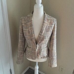 Kenneth Cole New York Women's  Cream Multicolor Tweed Blazer Jacket